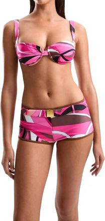 Cin Cin Fatale Printed Bikini Bottom In Dolce Pink