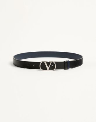 Valentino Garavani Cintura Reversibile VLogo Signature In Vitello Lucido 30 Mm Uomo NERO 085