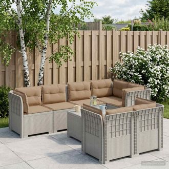 vidaXL Vidaxl Divano 7 Posti Da Giardino Con Cuscini Aspetto Rattan Pp Bianco