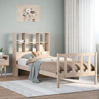 vidaXL Cama Con Estanter&iacute;a Sin Colch&oacute;n Madera Maciza De Pino 90x200 Cm Vidaxl