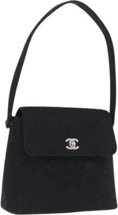 Chanel Pre-owned Cotton Hand Bag - Dames - Vintage Schoudertas - Zwart - ONE Size - Katoen - Vintage