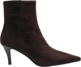 Lola Cruz Dwerg Enkellaars - Dames - Laarzen met Hak - Bruin - 41 EU - Denim - Schoenen