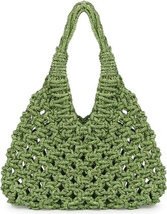 Hibourama Bags Intricately Woven Green Resin Shoulder Bag