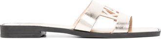 Karl Lagerfeld metallic-effect leather slides - women - Rubber/Calf Leather/Rubber/Calf Leather - 38 - Gold
