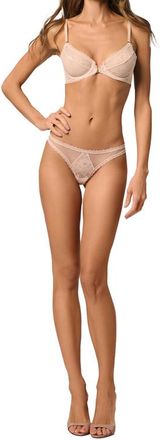 Kiki De Montparnasse DAHLIA LACE THONG in Blush at Nordstrom, Size X-Large