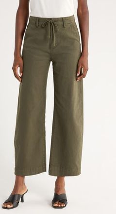 Paige Arellia Drawstring High Waist Barrel Trouser Jeans in Vintage Forest Moss at Nordstrom, Size 32