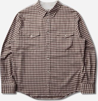 Maison Margiela Men s Checkered Flannel Shirt Brown / Off White