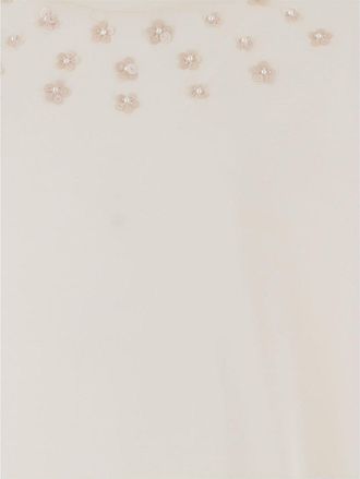 BONPOINT Girls Cotton T-Shirt With Floral Embroidery White Organic T-Shirts And Polos