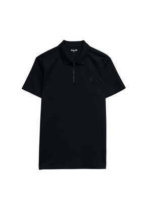 Salsa Poloshirt SALSA Salsa Jeans Polo Pique Structure And Zip, Herren, Gr. XL, schwarz, Obermaterial: 100% Polyester PES., Shirts Poloshirt