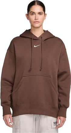 Nike Sportswear Phoenix Fleece Oversized Pullover Hoodie Womens Sweatshirt Fauna Brown/Sail : 2XL (US 20-22), Cotton/Polyester