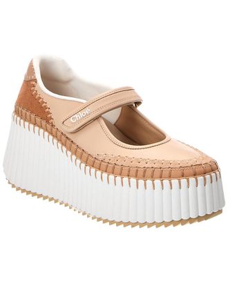 Chlo&eacute; Nama Leather Wedge Sneaker