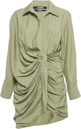 Jacquemus knot crepe shirt dress - Green