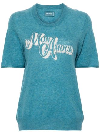 Zadig&Voltaire Top verfraaid met kristallen - Blauw