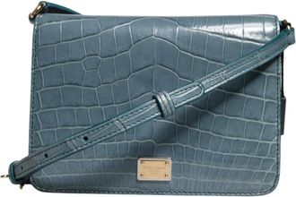 Dolce & Gabbana Exotic Leather DG Plaque Crossbody Bag - Dames - Schoudertassen - Groen - ONE Size - Leer - Tassen