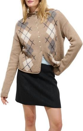 Alex Mill Taylor Argyle Wool Blend Cardigan in Oatmeal at Nordstrom Rack, Size X-Large