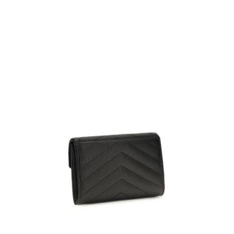 Saint Laurent Envelope Cassandre Wallet - Black