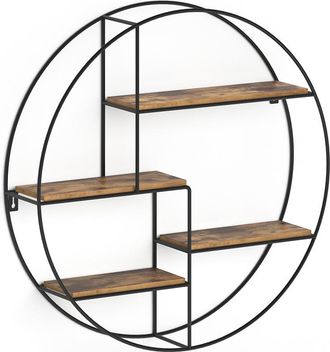 Vicco Estante De Pared Fyrk, Madera Antigua, 55 X 55 Cm Redondo