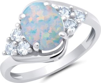 MAX + STONE 10k Yellow or White Gold Oval Cut Gemstone Sunburst Halo Ring