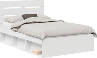 vidaXL Bed Frame with Headboard White 120 x 200 cm Solid Pine Wood vidaXL