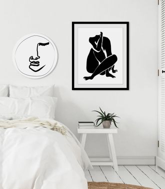 Queence Bild »Anna« Abstrakt Figuren Kunst Zeichen 1 Stk. tlg. HD Premium Poster-Druck inkl. Holzrahmen