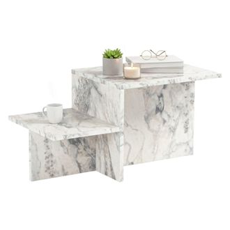 Dmora Dmora - Mesa De Caf&eacute; Varian, Mesa De Centro Baja, Revistero Para Sof&aacute;, Estante De La Sala De Estar, 80x40 H40 Cm, M&aacute;rmol
