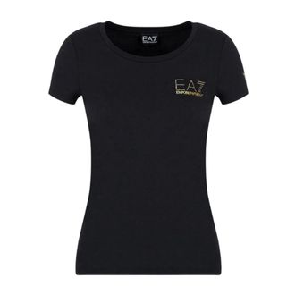 Emporio Armani Emporio Armani Ea7, Tops, Dames, Zwart, XS, Katoen, Zwarte katoenen dames T-shirt