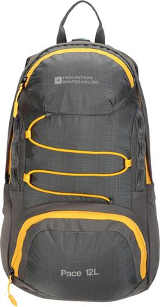 Mountain Warehouse Pace 12L Rucksack - Lightweight Backpack, Hydration Compatible Small Rucksack, Ripstop, Padded Airmesh Back, Webbing Trim - For Men & Women Grey