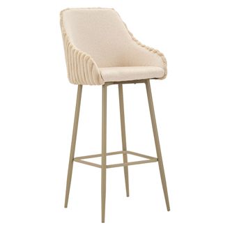 Dmora Taburete Spiti, Acolchado, Set De 2 Con Respaldo, Altura Asiento 78 Cm, 52x46x111h Cm Blanco Crema