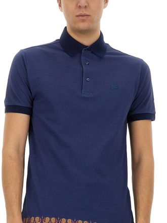 Etro Printed Cotton Polo Shirt - Blue