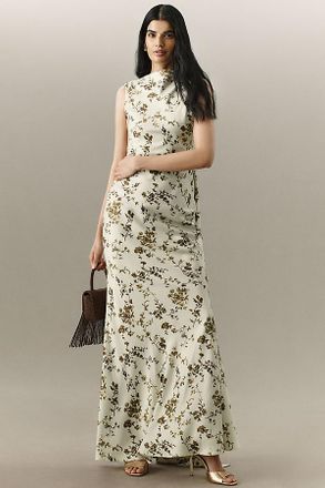 Sau Lee Cali Sleeveless High-Neck Crepe Maxi Dress