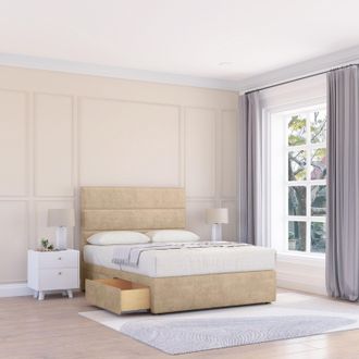 Sloomy Texas Coniston Bed Set With No Drawers Mattress & 26 Headboard in Cream | Size: Small Single