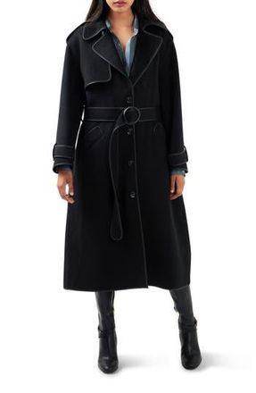 Belle & Bloom Million Reasons Wool Blend Trench Coat in Black at Nordstrom Rack, Size Medium