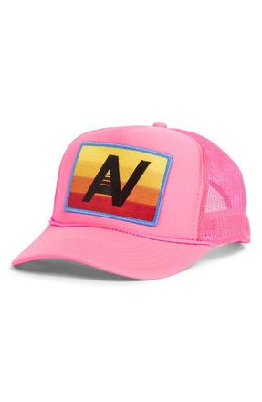 Aviator Nation Logo Rainbow Trucker Hat in Neon Pink at Nordstrom