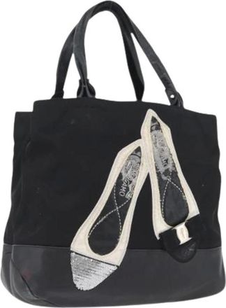 Ferragamo Pre-owned Tote Bags, female, Black, Size: ONE SIZE Pre-owned Nylon Tote Bag