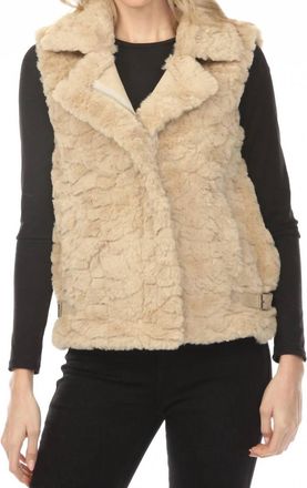 Metric Knits Metric Knit Faux Fur Zip Up Vest In Beige