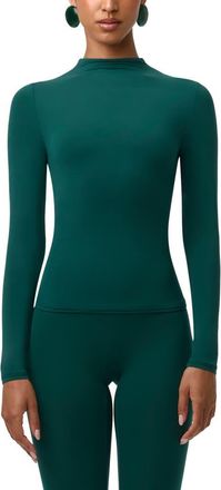 Naked Wardrobe Mock Neck Top in Pine Green at Nordstrom, Size X-Large