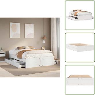 vidaXL Letto con base a doghe - vidaXL Giroletto senza Materasso con Cassetti Bianco 140x190 cm Pino - Letto con piedi stabili