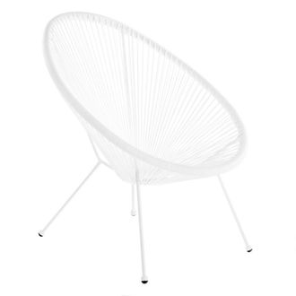 LOLAhome Sill&oacute;n de jard&iacute;n Acapulco de rattan PE blanco de 72x77x84 cm