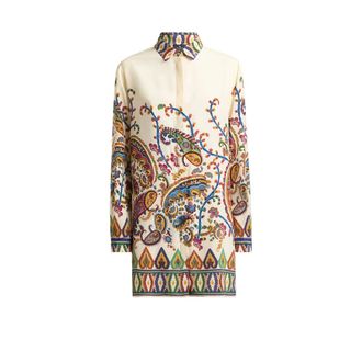 Etro Etro, Shirt Dresses, female, Beige, Size: 2XS Long Shirt with Side Vents