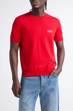Givenchy Couture Seam Grosgrain Logo Patch T-Shirt in Vermillon at Nordstrom, Size Xx-Large