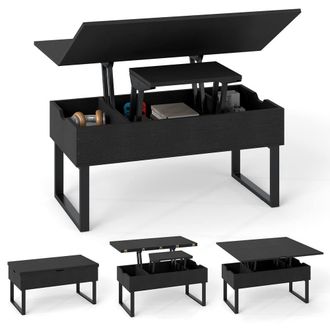 Costway Costway Lift Top Coffee Table 3-in-1 Convertible Coffee Table Cocktail Table in Black