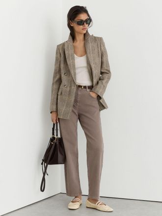 Reiss Mauve Neutral Mid-rise Straight-leg Jeans, 25L