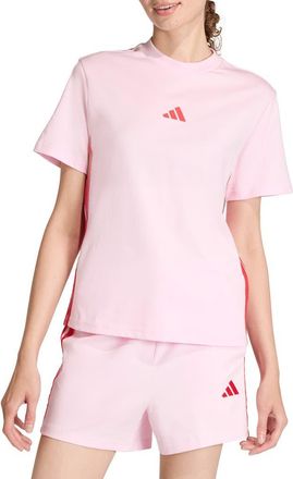 adidas 3-Stripes Cotton T-Shirt in Clear Pink/Pure Ruby at Nordstrom Rack, Size Medium