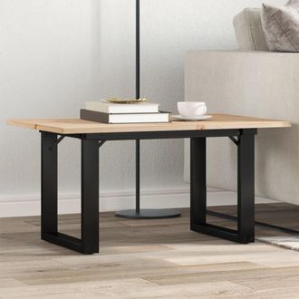 vidaXL Vidaxl - Mesa De Centro Marco O Madera Maciza Pino Y Acero 80x50x40 Cm