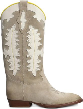 Gis&egrave;l moir&egrave; 30 mm Kansas laarzen met Western-stijl - Beige