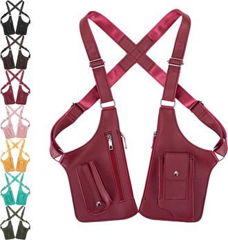 Generic Double Shoulder Armpit Bag,Premium Leather Adjustable Underarm Shoulder Bag for Men & Women,Unisex Hidden Adjustable Anti Pickpocket Accessories (Burg