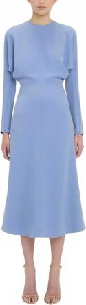 Victoria Beckham Long Sleeve Dolman Midi Dress In Bluebell