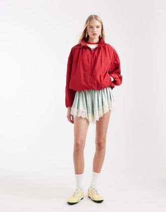 Asos Giacca sportiva oversize rossa con fondo a palloncino-Rosso