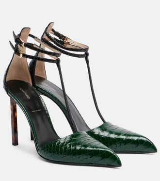Tom Ford Snake-effect leather pumps
