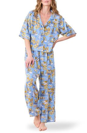 Printfresh Wildest Dreams Satin Pajamas in Cerulean Splash at Nordstrom, Size X-Small